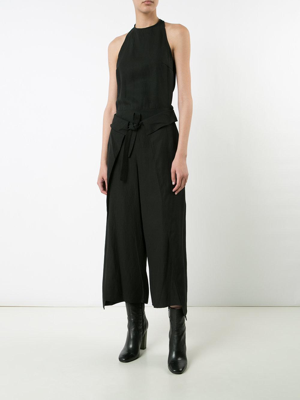 10 crosby derek lam Tie Wrap Front Jumpsuit in Black Lyst