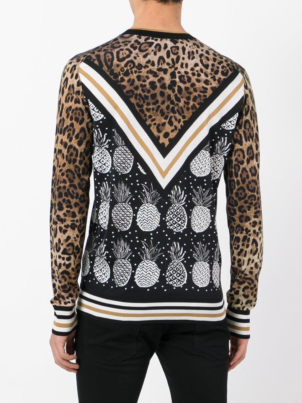 Dolce & Gabbana Pineapple Leopard Print Jumper in Black for Men Lyst
