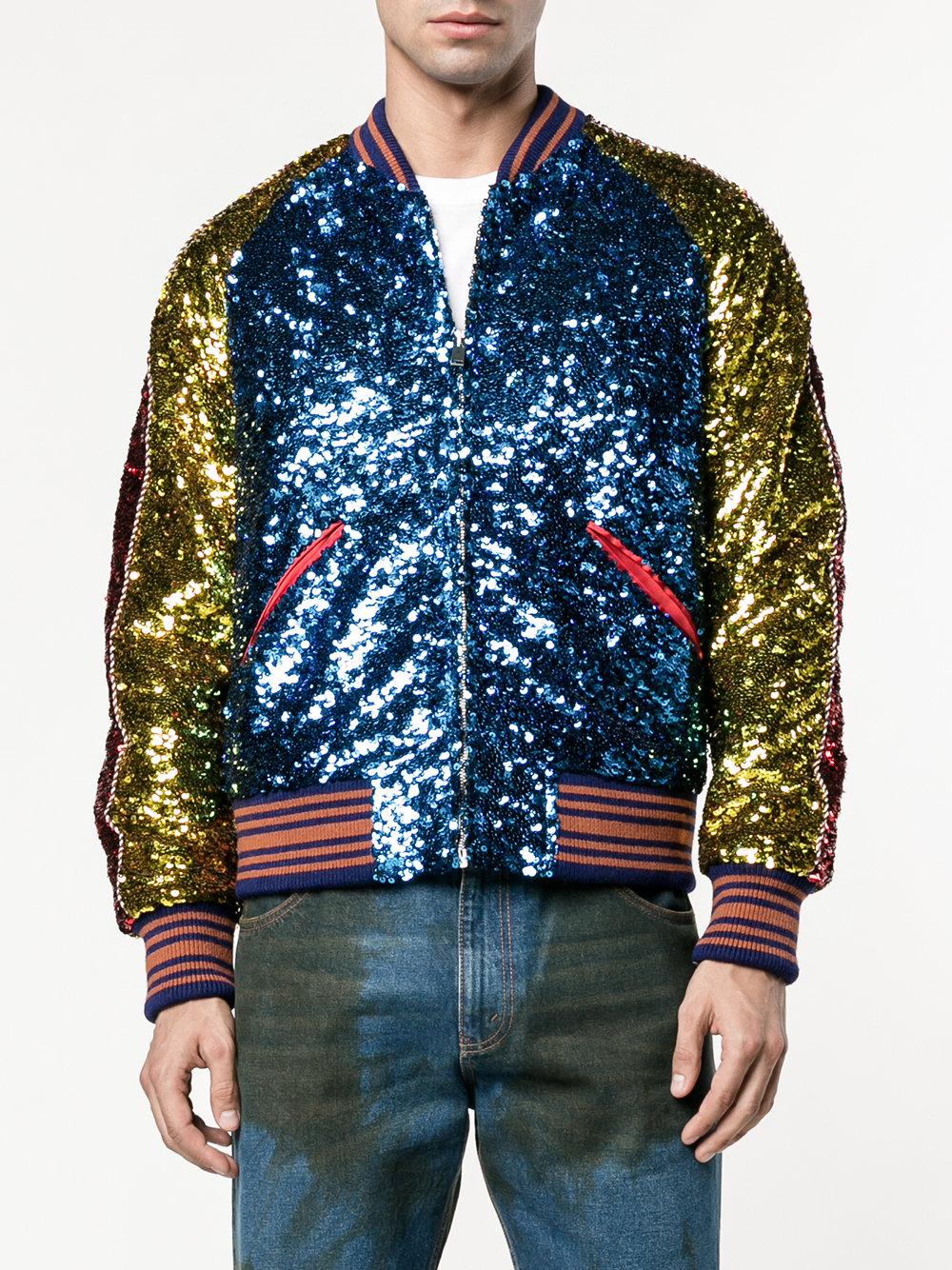 Gucci 'loved' Sequin Bomber Jacket in Blue for Men Lyst