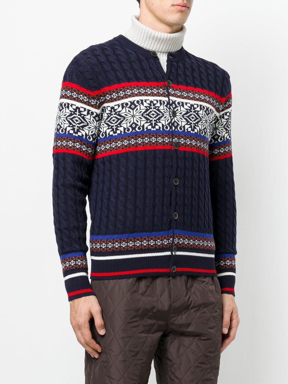 Lyst Msgm Fair Isle Cardigan in Blue for Men