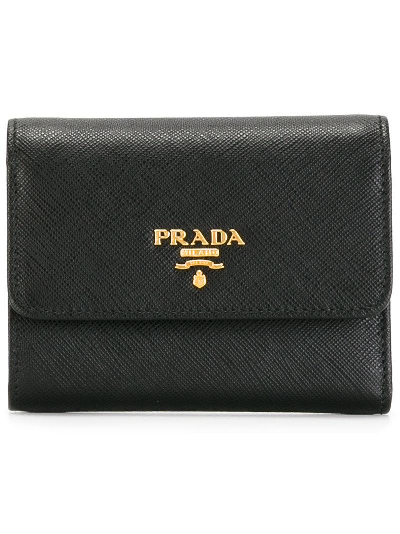 Lyst Prada Trifold Wallet Women Calf Leather One Size in Black