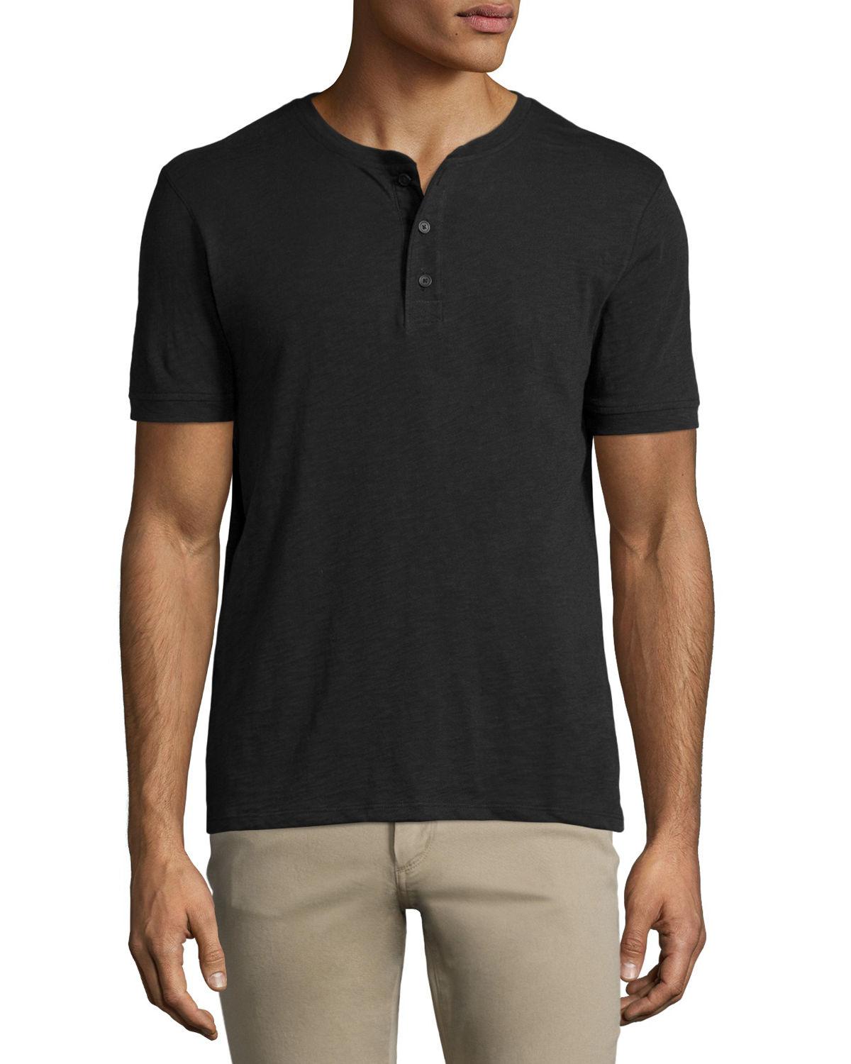 Lyst Vince Slub Shortsleeve Henley Shirt in Black for Men