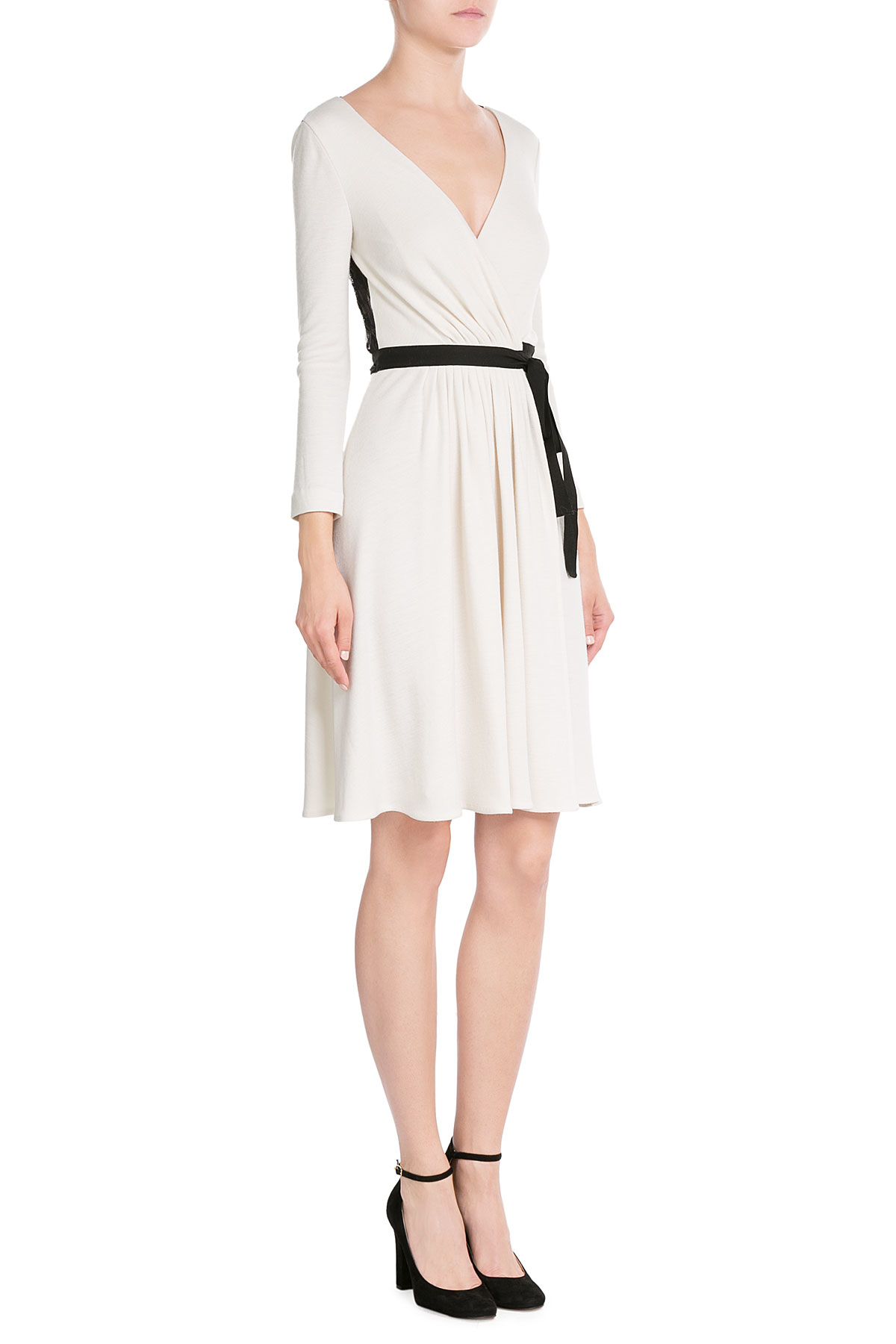Diane von furstenberg Cotton Wrap Dress With Lace White in White Lyst