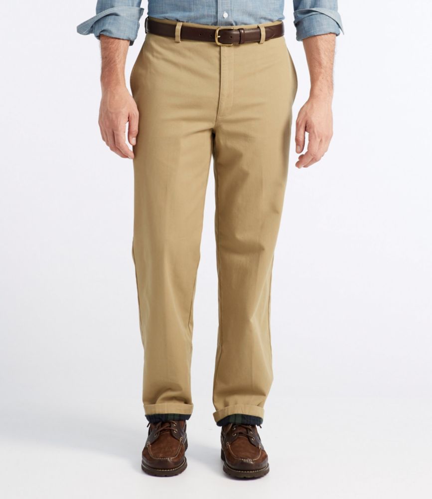 Men's Double L Chinos, Natural Fit, Plain Front, FlannelLined Pants
