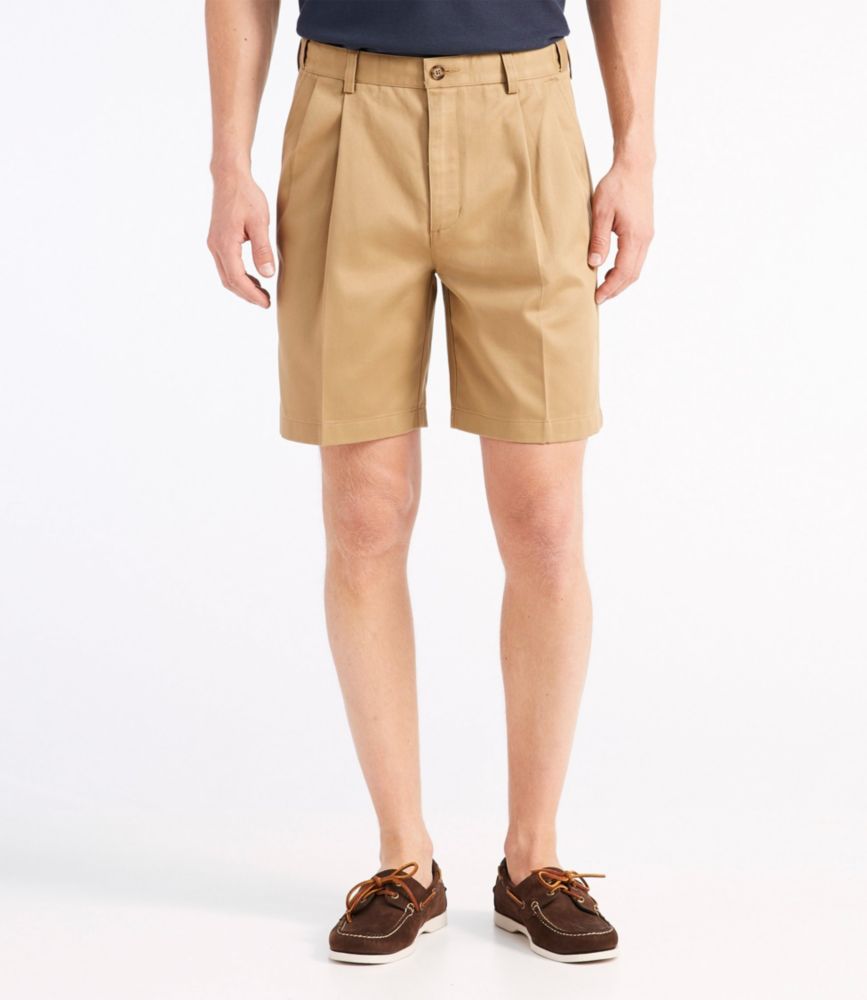 Men's WrinkleFree Double L Chino Shorts, Natural Fit Pleated Hidden Comfort 8" Inseam Shorts
