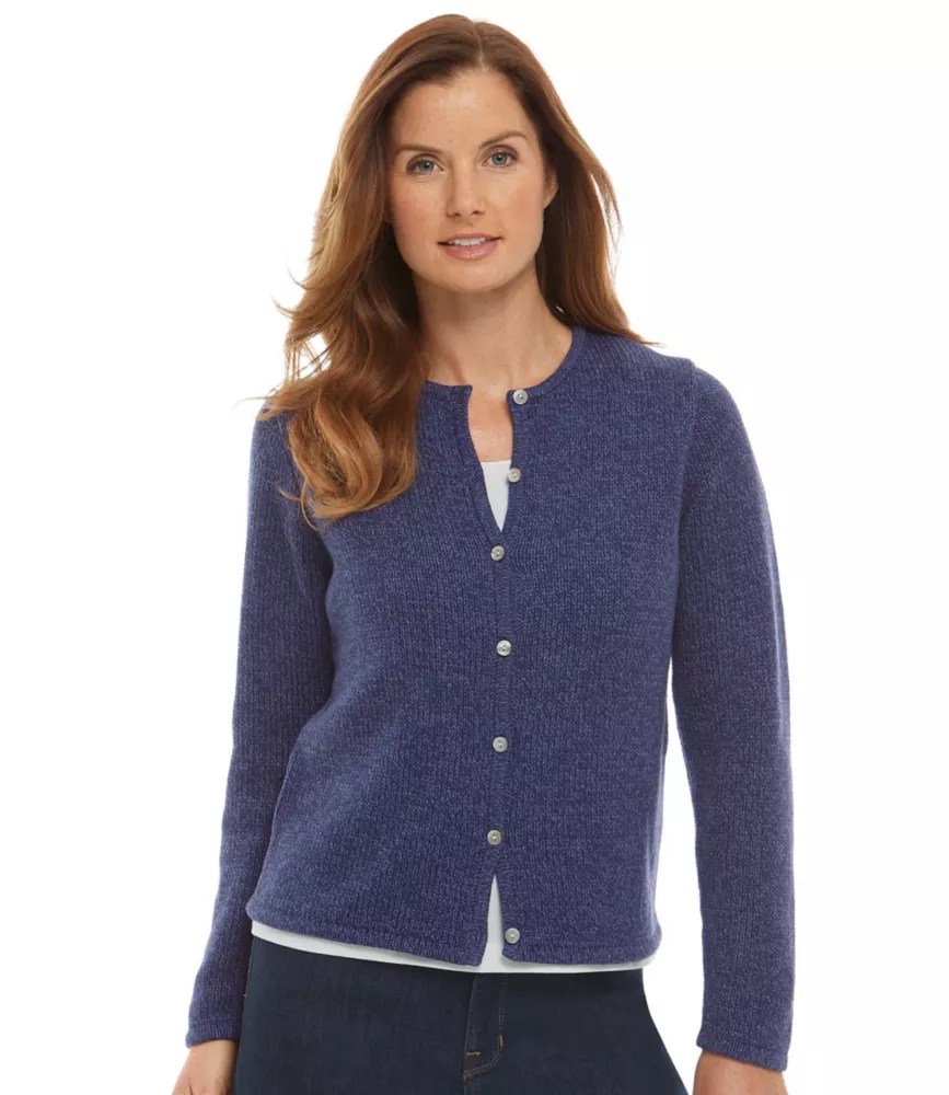 Marled Cotton Sweater, ButtonFront Cardigan