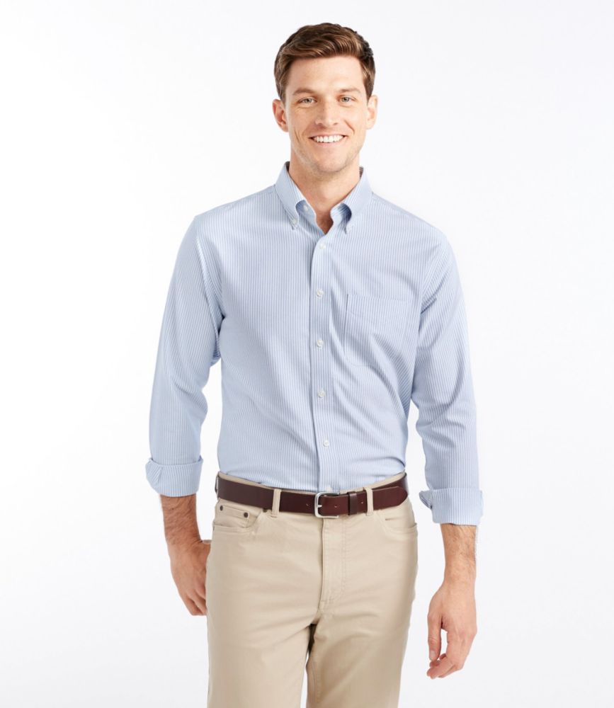 Men's WrinkleFree Classic Oxford Cloth Shirt, Slightly Fitted University Stripe Shirts at L.L