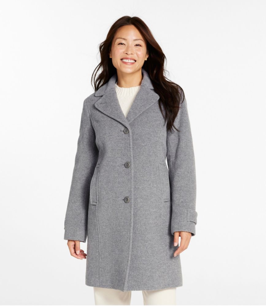 Women's Classic Lambswool Polo Coat, ThreeQuarter