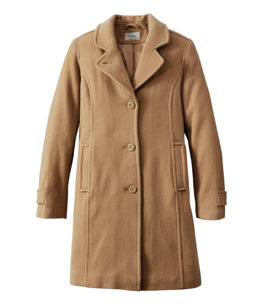 Women's Classic Lambswool Polo Coat, ThreeQuarter