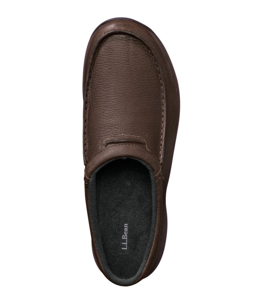 L.L. Bean Mens 11 Dark Brown Leather Comfort Moc Slip on Shoes Backless