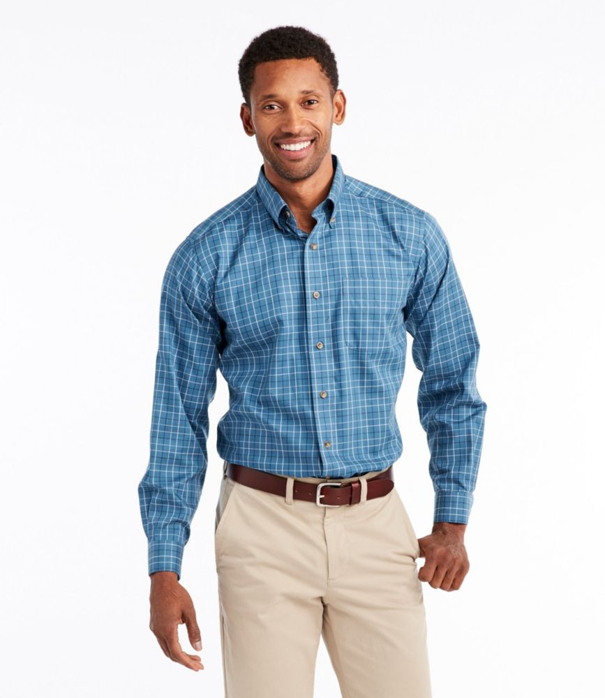 Men's WrinkleFree Twill Sport Shirt, Traditional Fit Windowpane