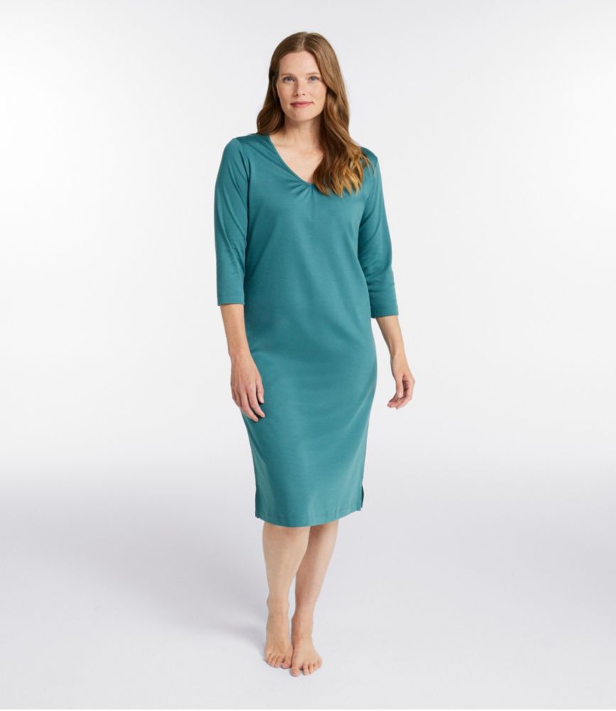 Women's Supima Cotton Nightgown, VNeck ThreeQuarterSleeve at L.L.Bean