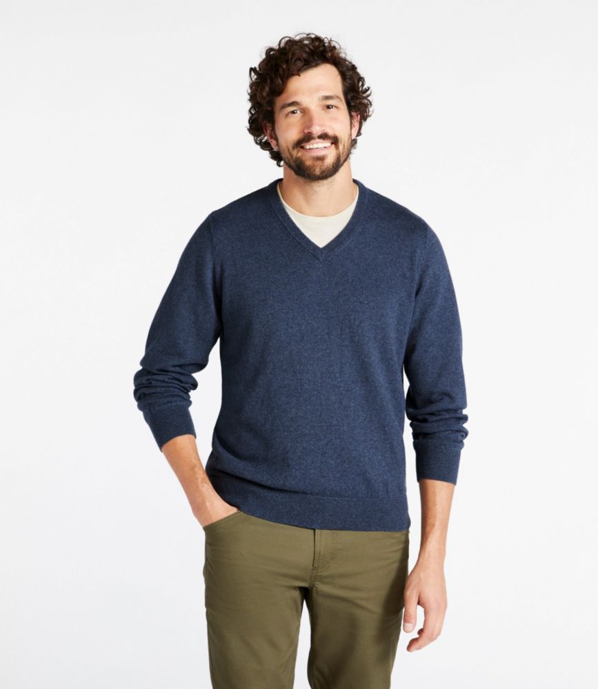 Men's Cotton/Cashmere Sweater, VNeck