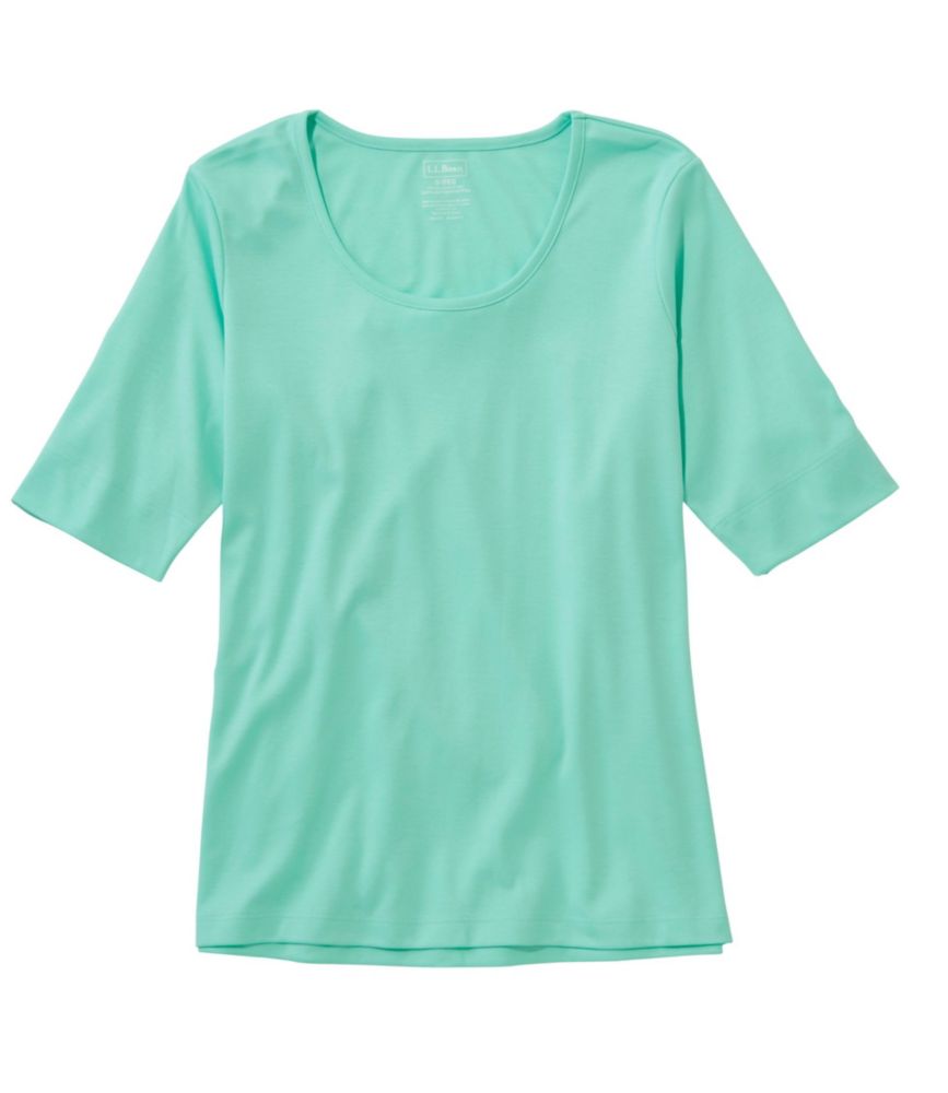Women's Pima Cotton Tee, ElbowSleeve Scoopneck Tees & Knit Tops at L