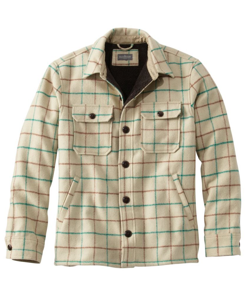 Men's Signature Lined WoolBlend Shirt Jacket, Slim Fit Plaid Men's