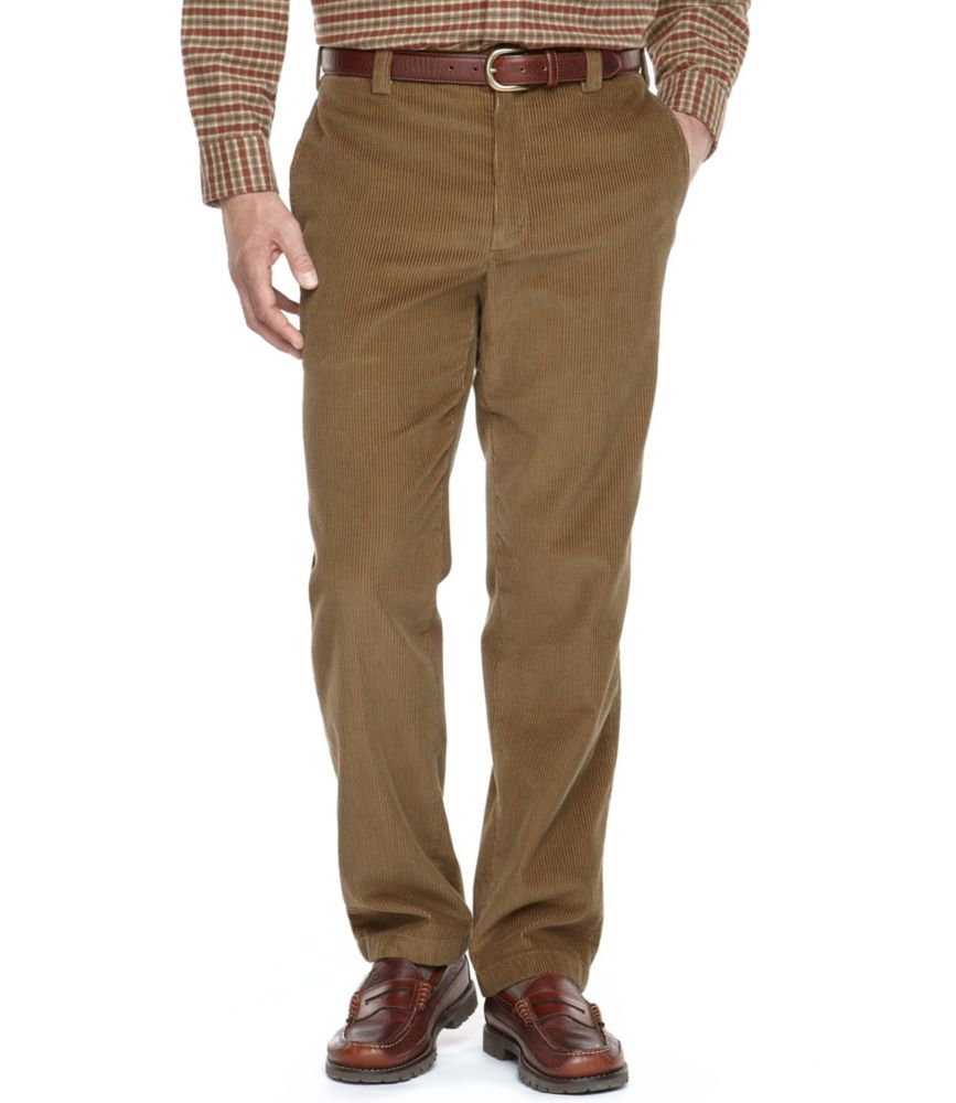 Men's WrinkleFree Corduroy Pants, Classic Fit Plain Front Pants