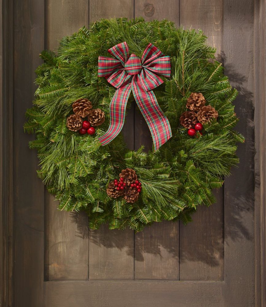 Llbean Christmas Wreaths Tartan Christmas Fir Wreath, 24" Fresh Wreaths & Greenery at L.L.Bean