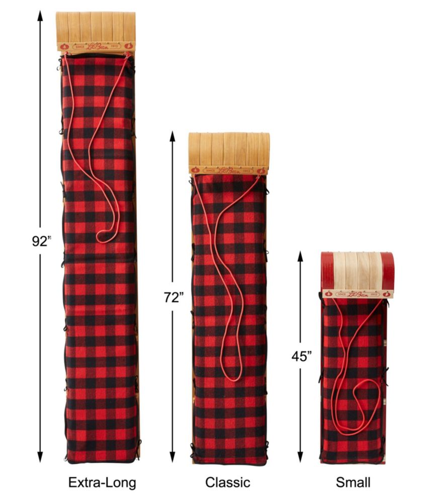 L.L.Bean Toboggan with Cushion and Buffalo Plaid Cushion Cover Sleds