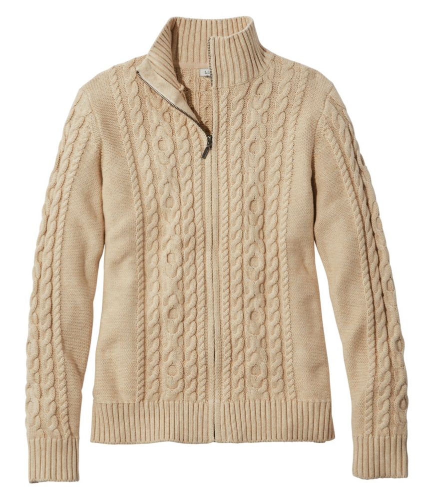 Women's Double L MixedCable Sweater, ZipFront Cardigan Sweaters at L.L.Bean