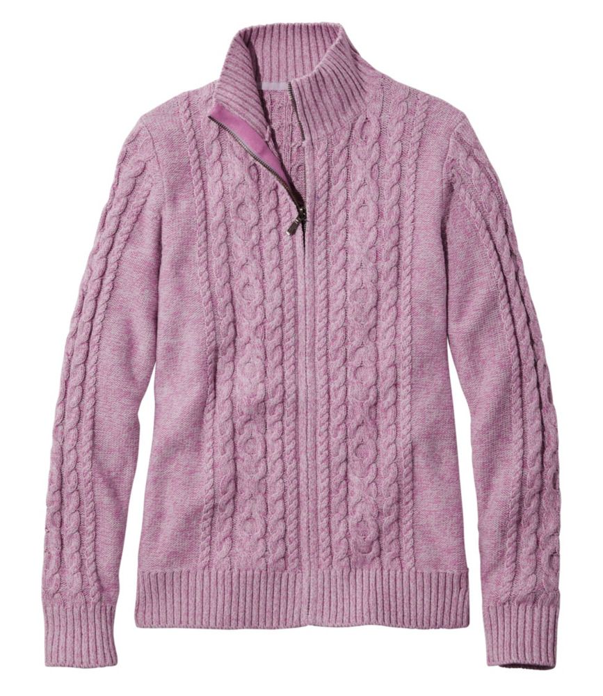 Women's Double L MixedCable Sweater, ZipFront Cardigan Sweaters at L.L.Bean