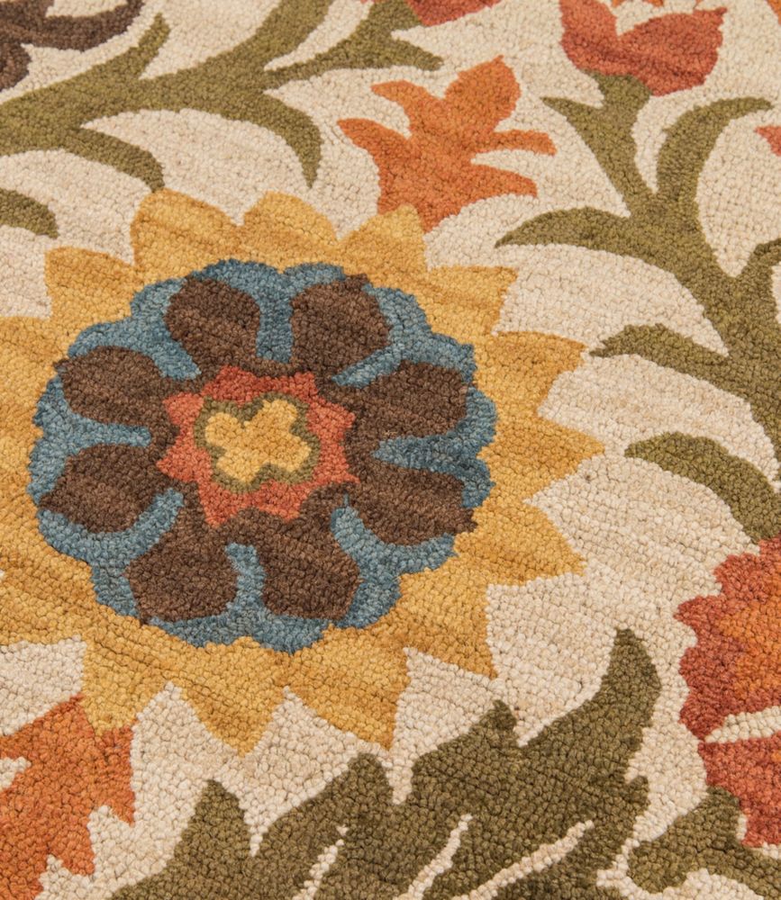 Wool Hooked Rug, Botanical Floral
