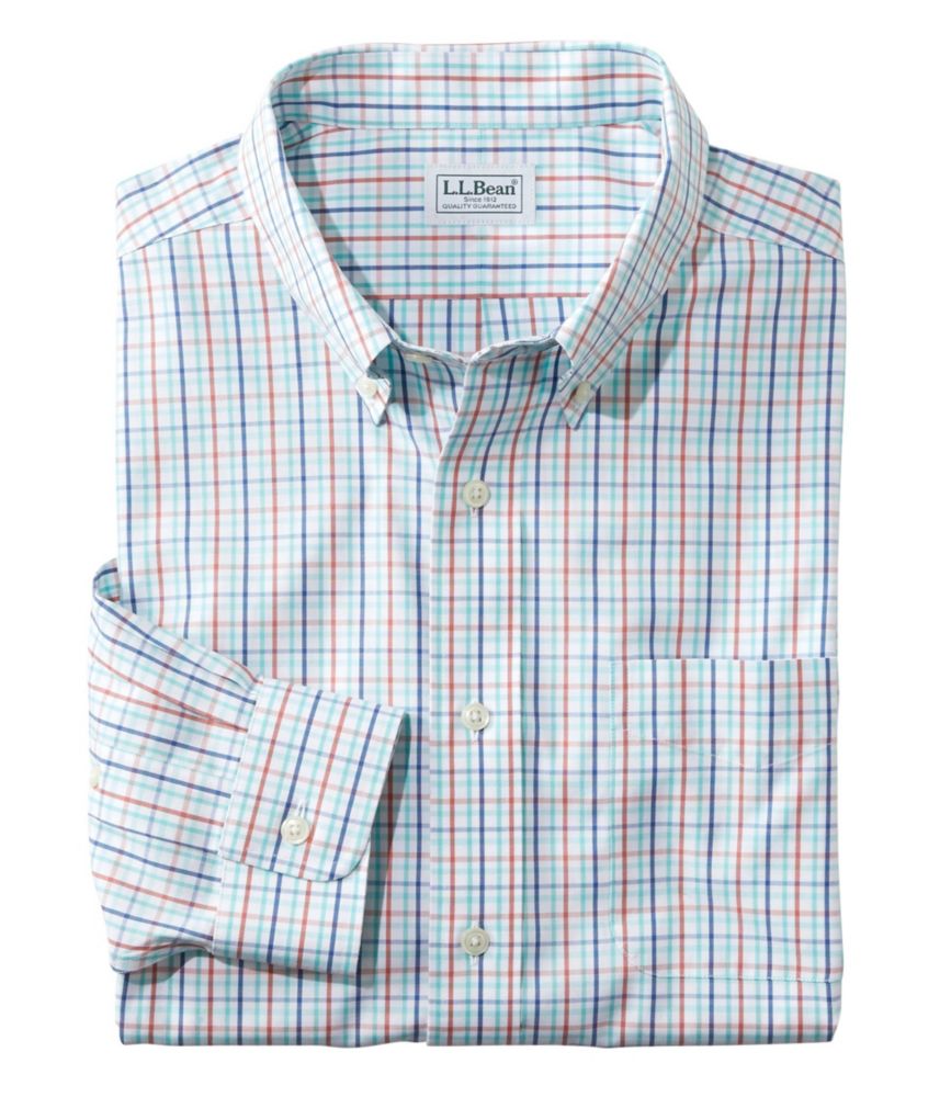 Men's WrinkleFree Pinpoint Oxford Shirt, LongSleeve Slim Fit Tattersall