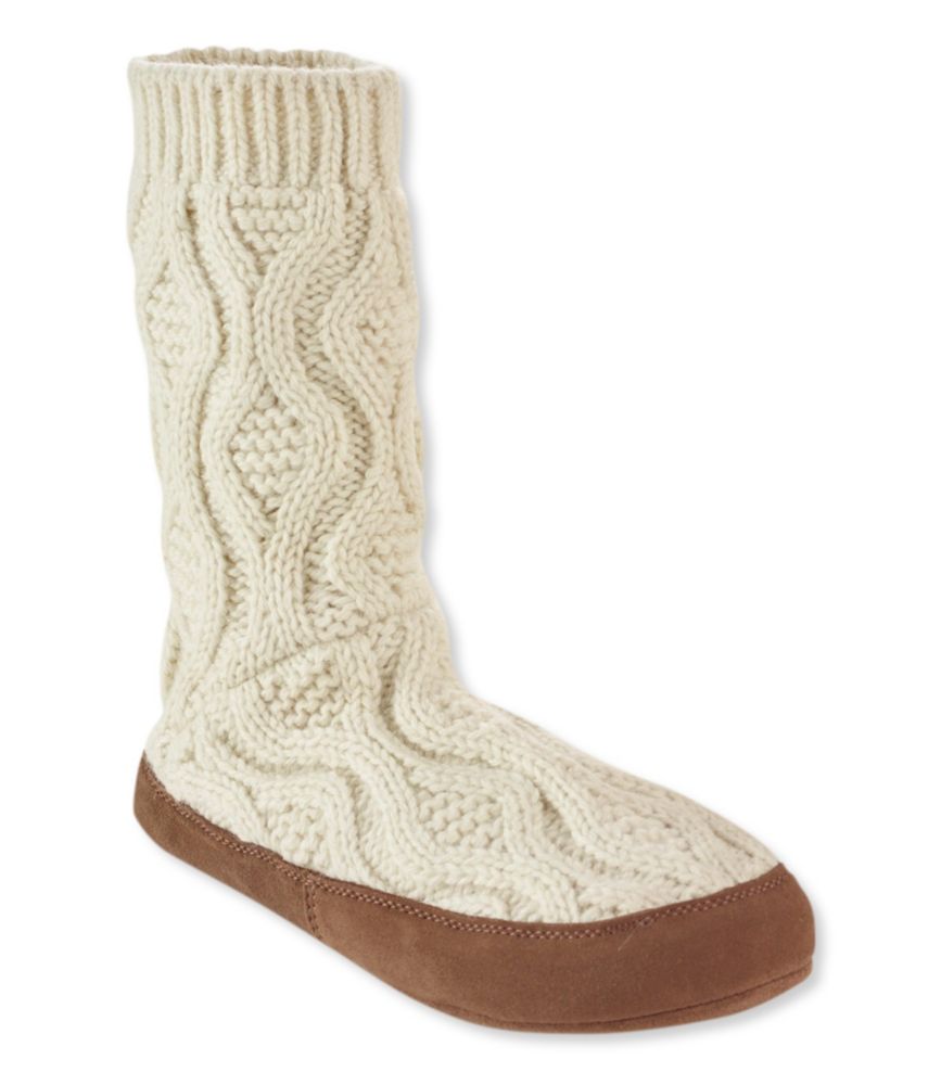 Women's L.L.Bean Slipper Sock, Cable Knit Slippers at L.L.Bean