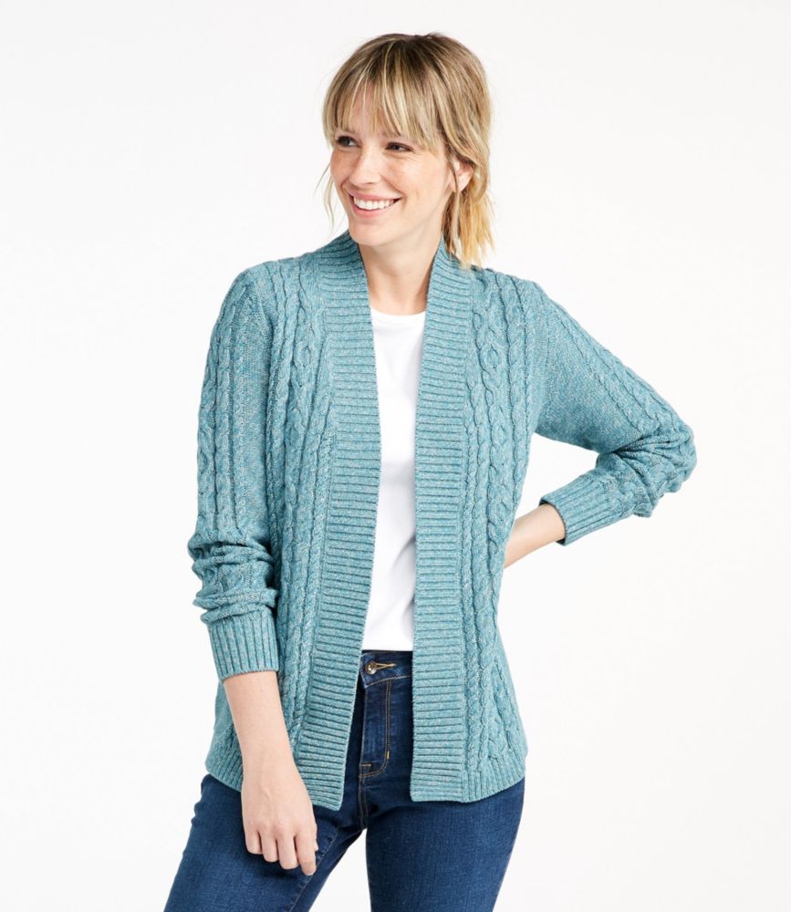 Women's Double L Cotton Sweater, Open Cardigan