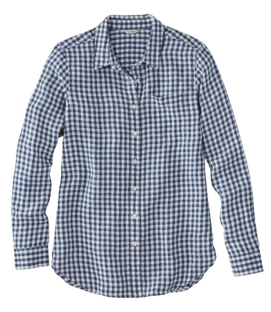 Women's Premium Washable Linen Shirt, Tunic Plaid Shirts & Tops at L