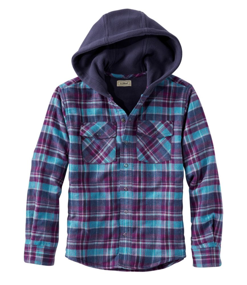 Kids' FleeceLined Hooded Flannel Shirt, Plaid
