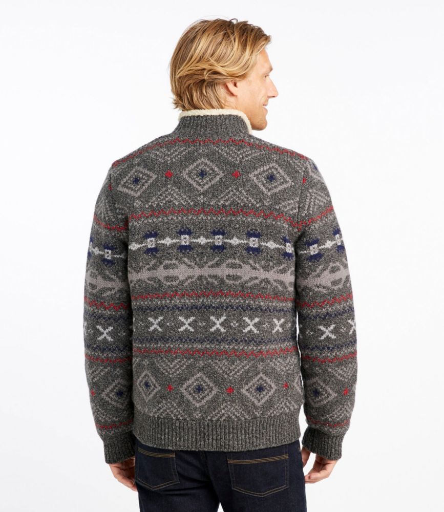 Men's L.L.Bean Classic Ragg Wool Sweater, FullZip SherpaLined Fair Isle