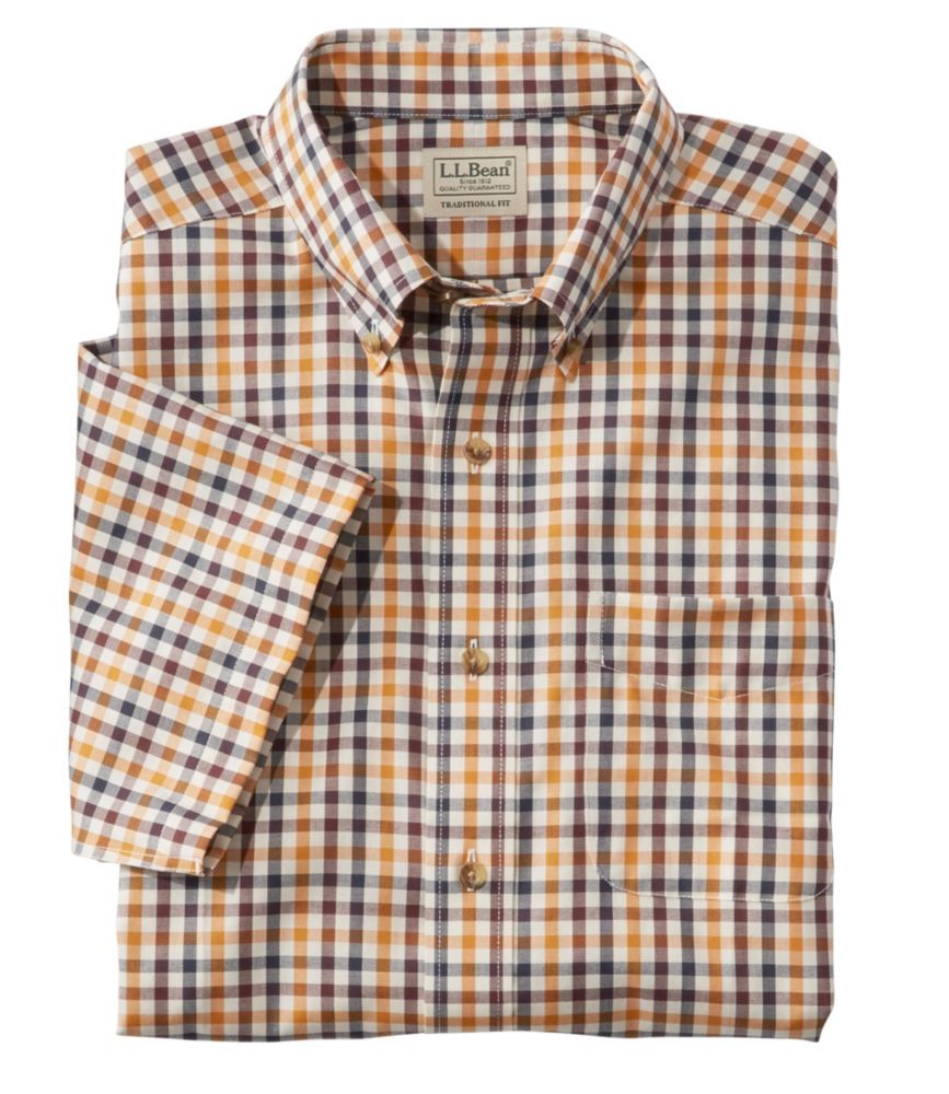 Men's WrinkleFree Twill Sport Shirt, Traditional Fit ShortSleeve Plaid
