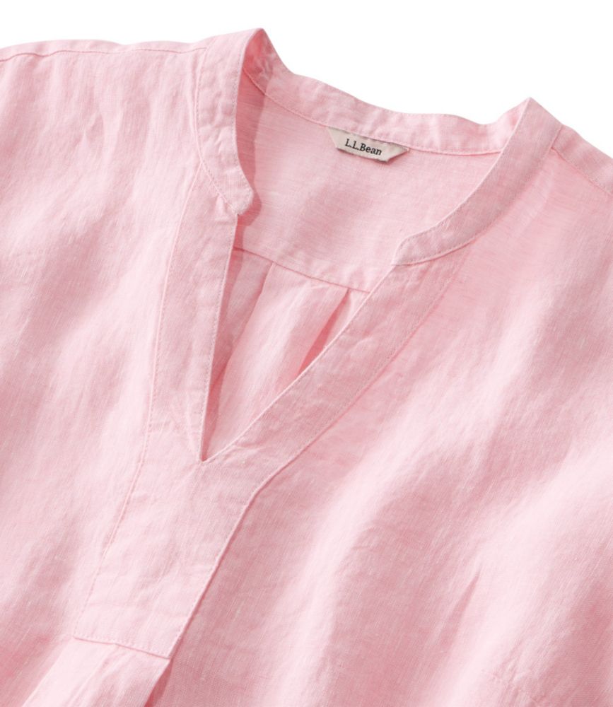Women's Premium Washable Linen Shirt, Splitneck Tunic LongSleeve