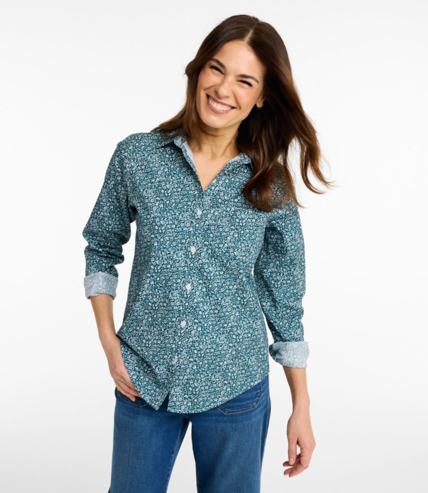 Women's WrinkleFree Pinpoint Oxford Shirt, Relaxed Fit LongSleeve