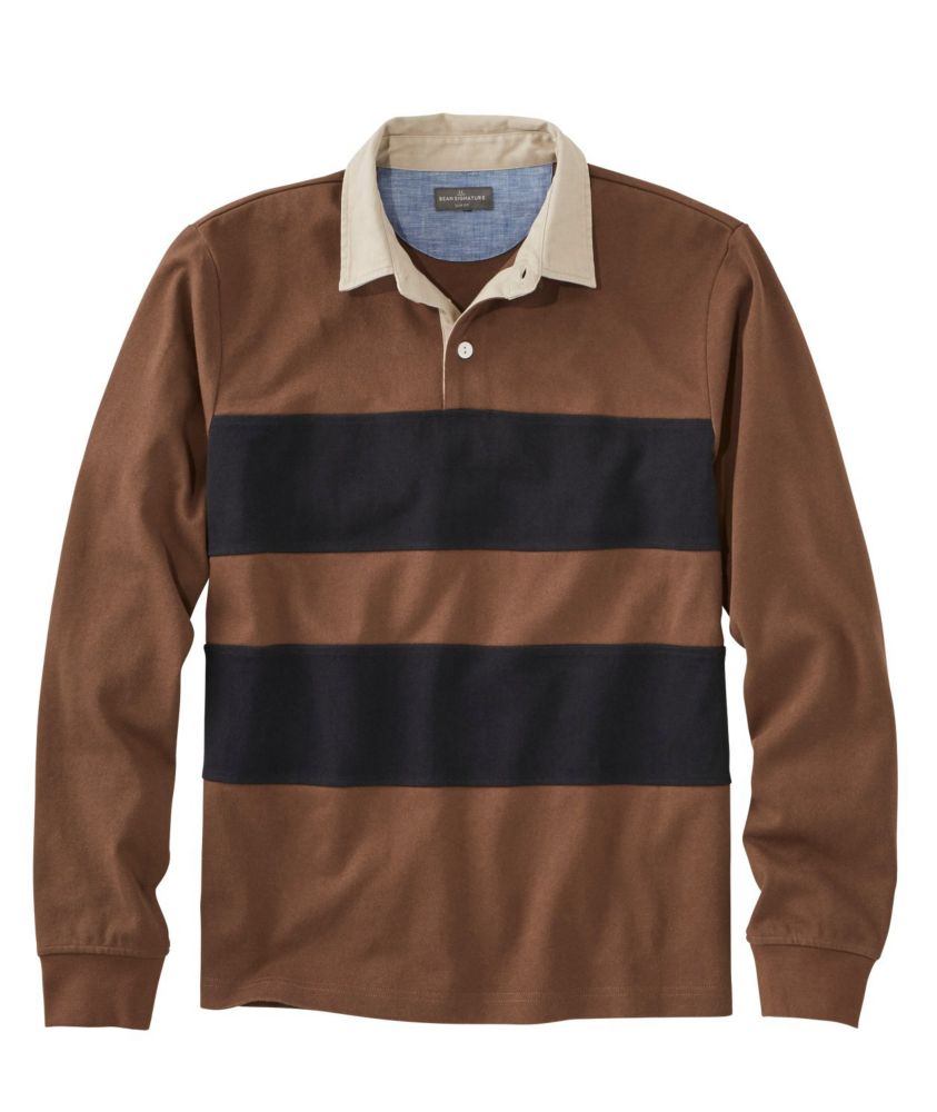 Men's Signature Classic Rugby Shirt, LongSleeve Stripe Shirts & Tops