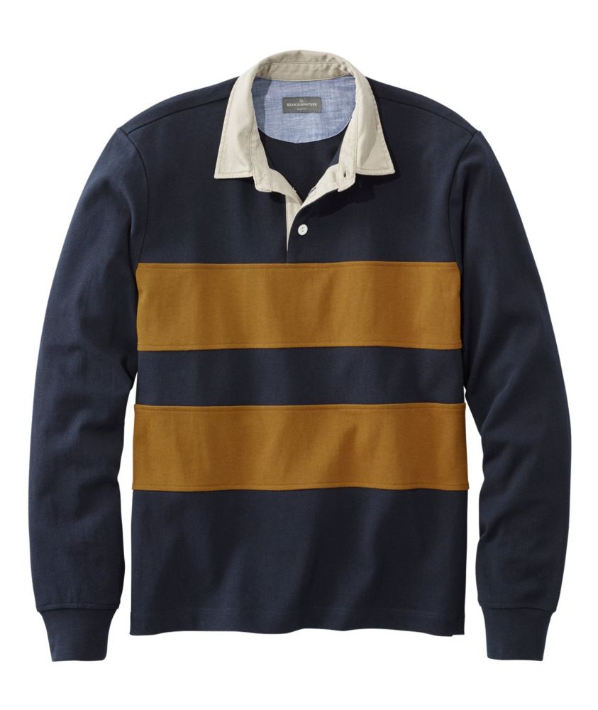 Men's Signature Classic Rugby Shirt, LongSleeve Stripe