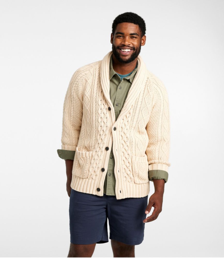 Men's Signature Cotton Fisherman Sweater, ShawlCollar Cardigan