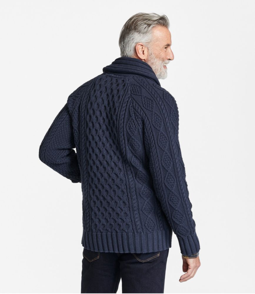 Men's Signature Cotton Fisherman Sweater, ShawlCollar Cardigan