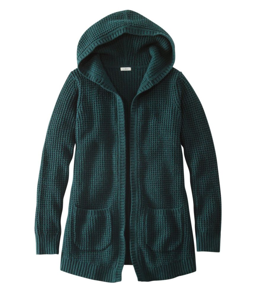Women's WaffleStitch Sweater, Hooded Open Cardigan Sweaters at L.L.Bean