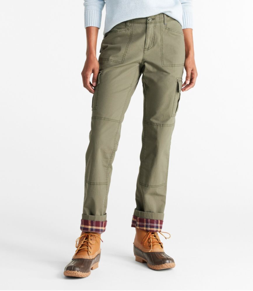 Women's Stretch Canvas Cargo Pants, Lined