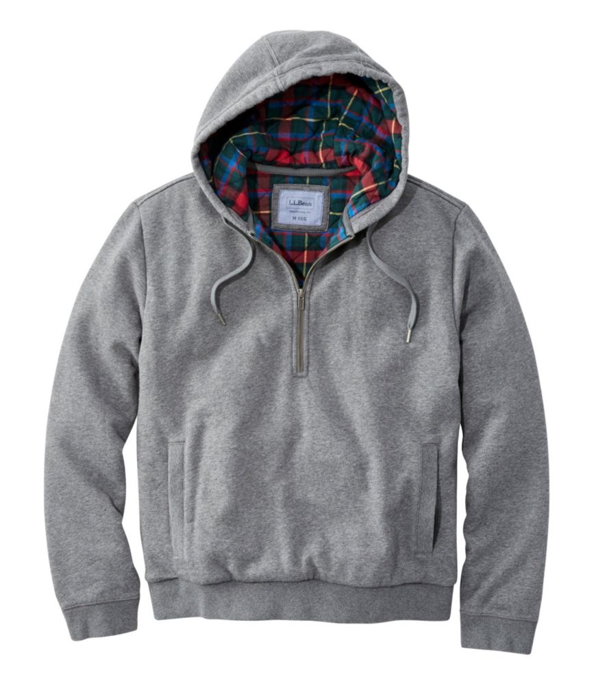 Flannel Lined Sweatshirt, HalfZip Hoodie