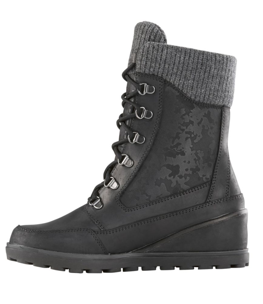 Women's Wedge Snow Boot, Leather/Mesh