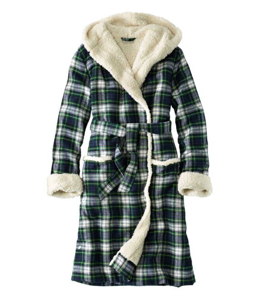 Scotch Plaid Flannel Robe, SherpaLined