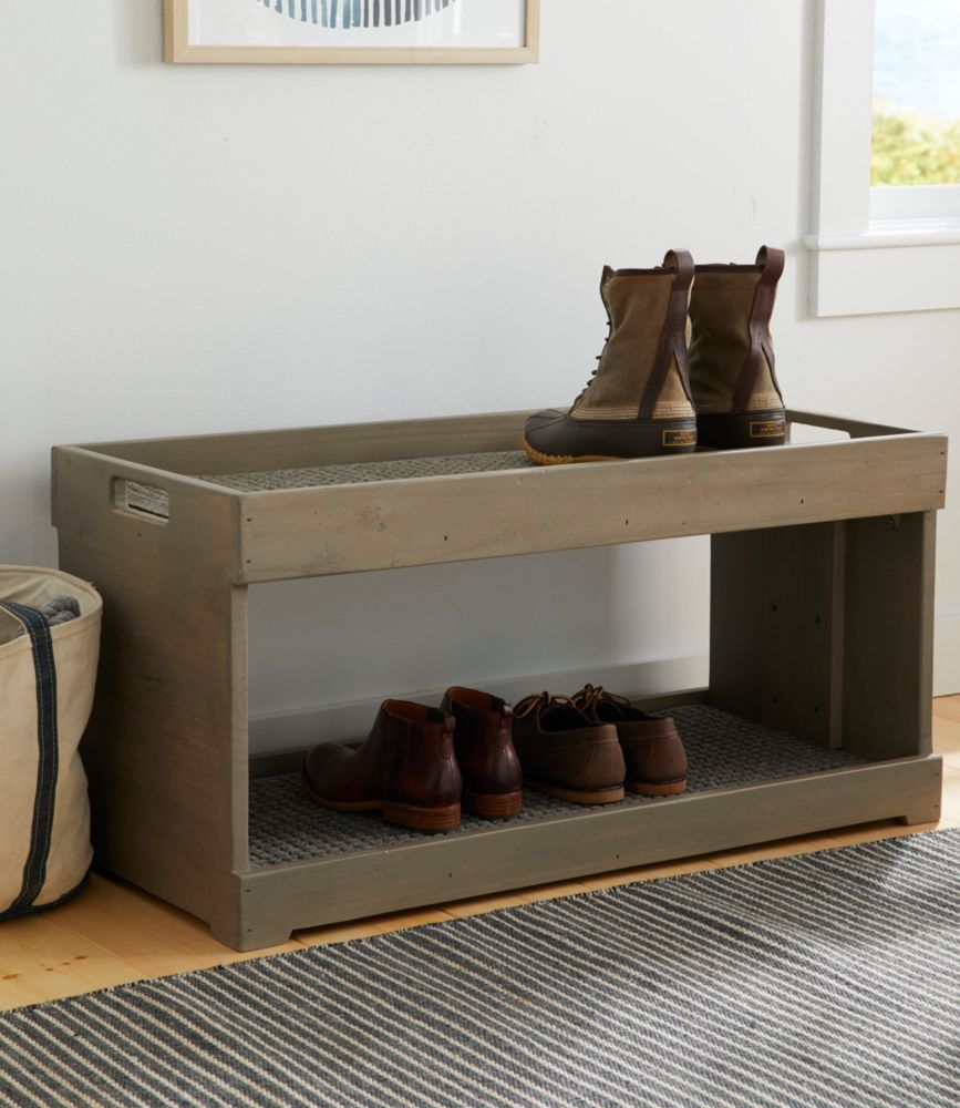 Rustic Wooden Two Tier Boot Tray Storage at L.L.Bean