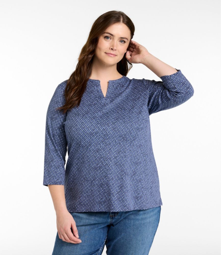 Women's L.L.Bean Tee, ThreeQuarterSleeve Splitneck Tunic Print Tees