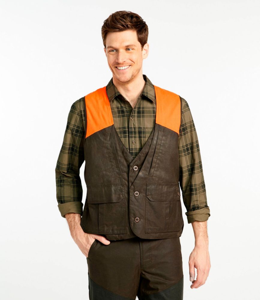 Men's Double L WaxedCotton Upland Vest, Hunter Orange Outerwear