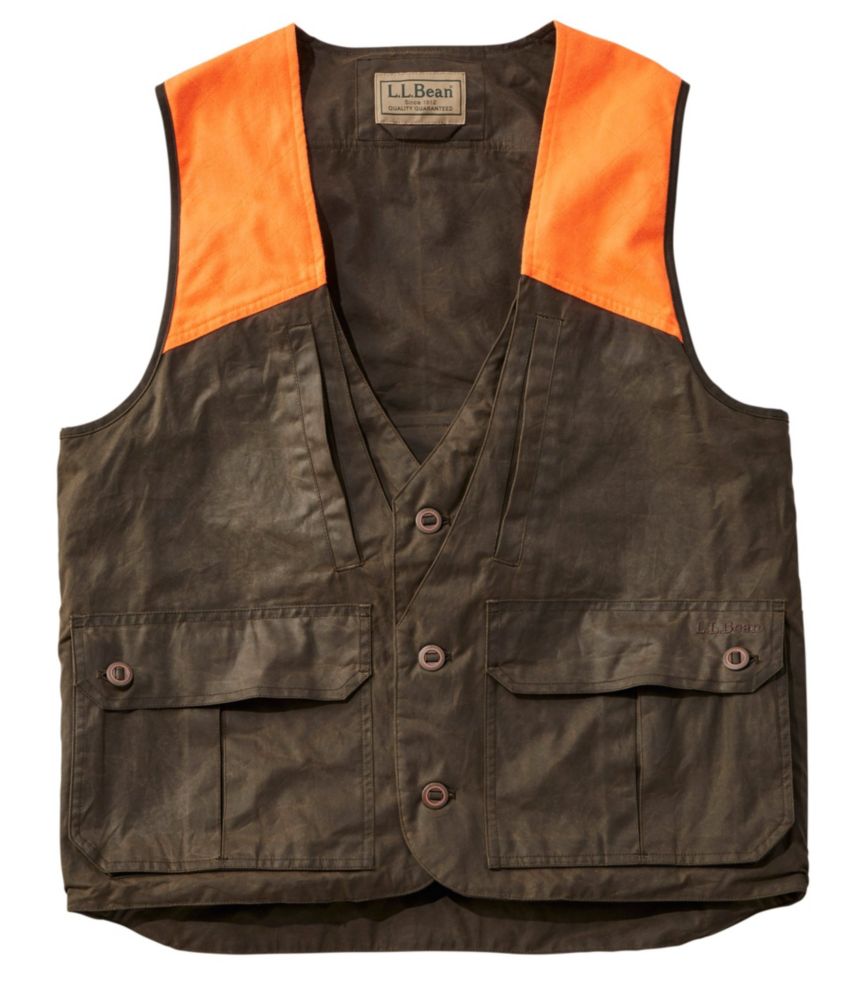 Men's Double L WaxedCotton Upland Vest, Hunter Orange Outerwear