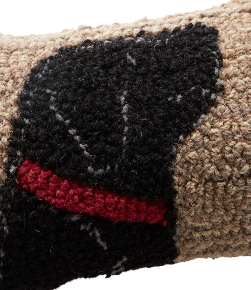 Wool Hooked Throw Pillow, Begging Black Lab, 8" x 12" Throw Pillows