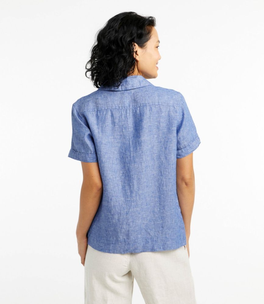 Women's Premium Washable Linen Camp Shirt, ShortSleeve Shirts & Tops