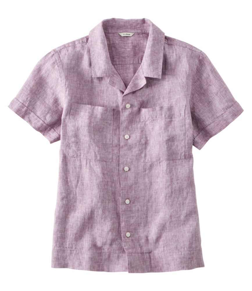 Women's Premium Washable Linen Camp Shirt, ShortSleeve